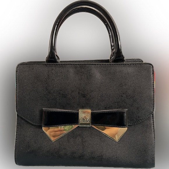 Anne Klein Handbags - Anne Klein Black and Gold Bow Handbag